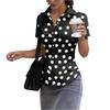 Damen Slim Fit Kurzarm Hemd mit Knöpfen und Kragen Sommerlich Lässig Büro Bluse Taillierter Schnitt Leichter Stoff