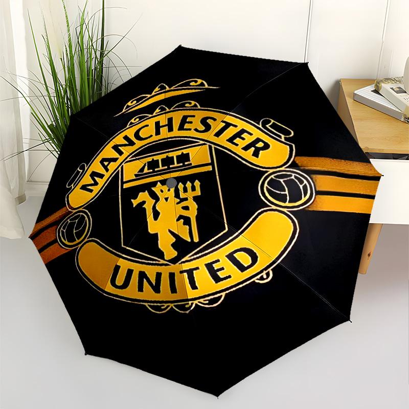 Manchester Crest Outdoor Automatic Umbrella with 8-Rib Compact Design Durable Everyday Carry Umbrella Vibrant Pattern Umbrella Spiritual Gift