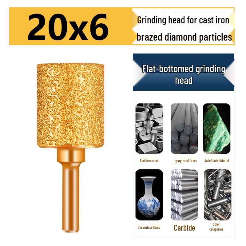 Brazed Bullet Diamond Grinding Bit for Cast Iron, 6mm Shank, 15 Polishing
