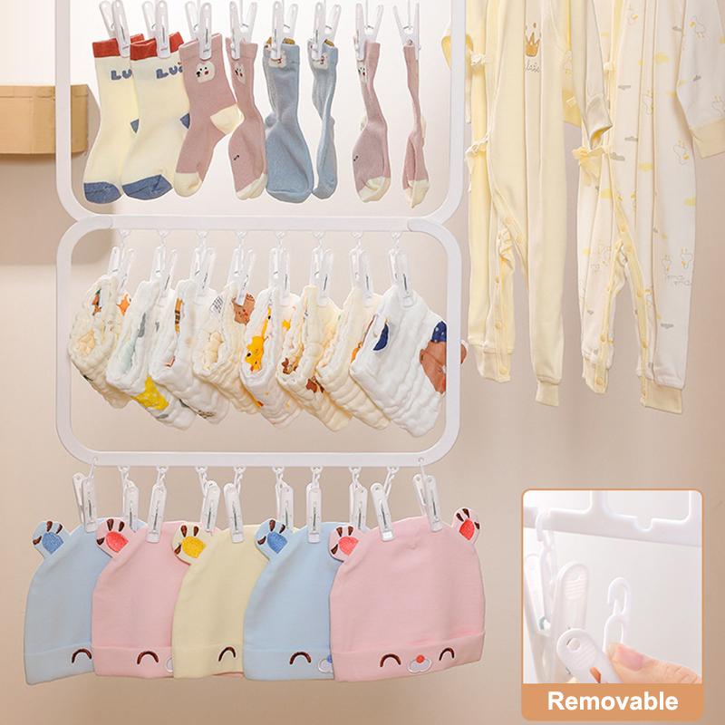 Socks Drying Rack With 18/26 Clips Underwear Baby Saliva Towel Space-Saving Multifunctional Household Dormitory Student Laundry