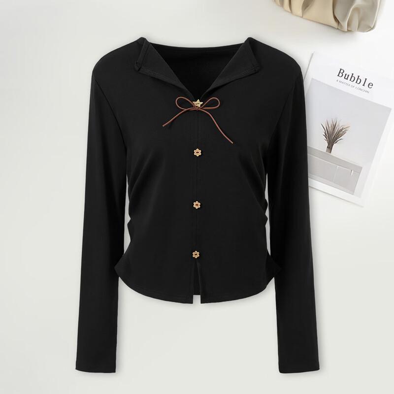 Women s V-Neck Pleated Knit Top with Side Slit S