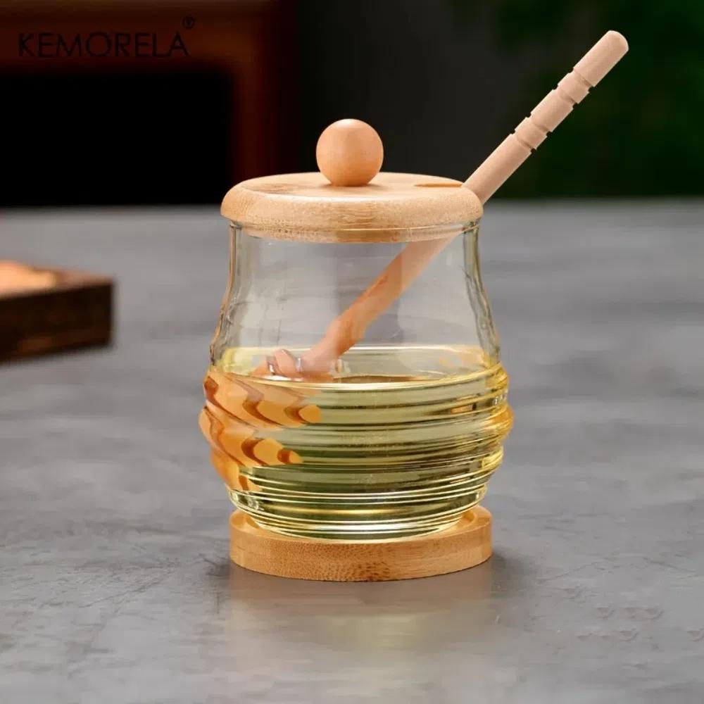 with Dipper Lid Honey Bottle High-capacity Kitchen Tool New Honeycomb Tank Wedding Party Dining
