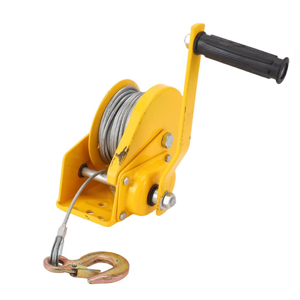 Hand Winch Heavy Duty with Auto Brake 2 Way Self Locking Compact Manual for Boat Trailer Truck 1200lbs with 20m Rope Hook