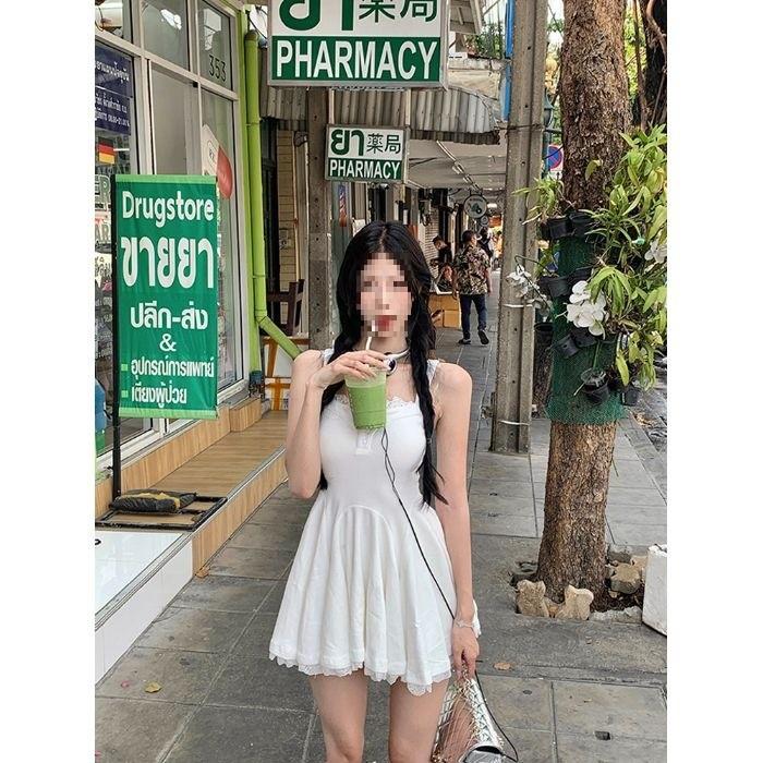 Generic Lace Spliced Sexy Slip Dress With V Neck For Summer Casual And Party Wear