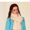 Red Wool Blend Knitted Scarf: Women's Winter Warm Neck Warmer, Versatile Shawl for New Year and Christmas.