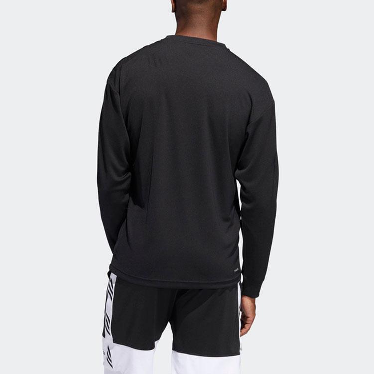 adidas Printed Logo Crewneck Long Sleeve T-Shirt Men Tops Black DU1037
