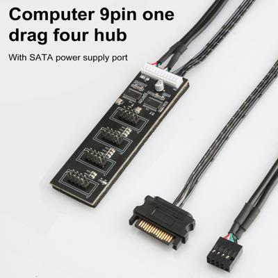 USB 2 Header Splitter with SATA Power Cable 1 To 4 9Pin Motherboard Header Internal USB