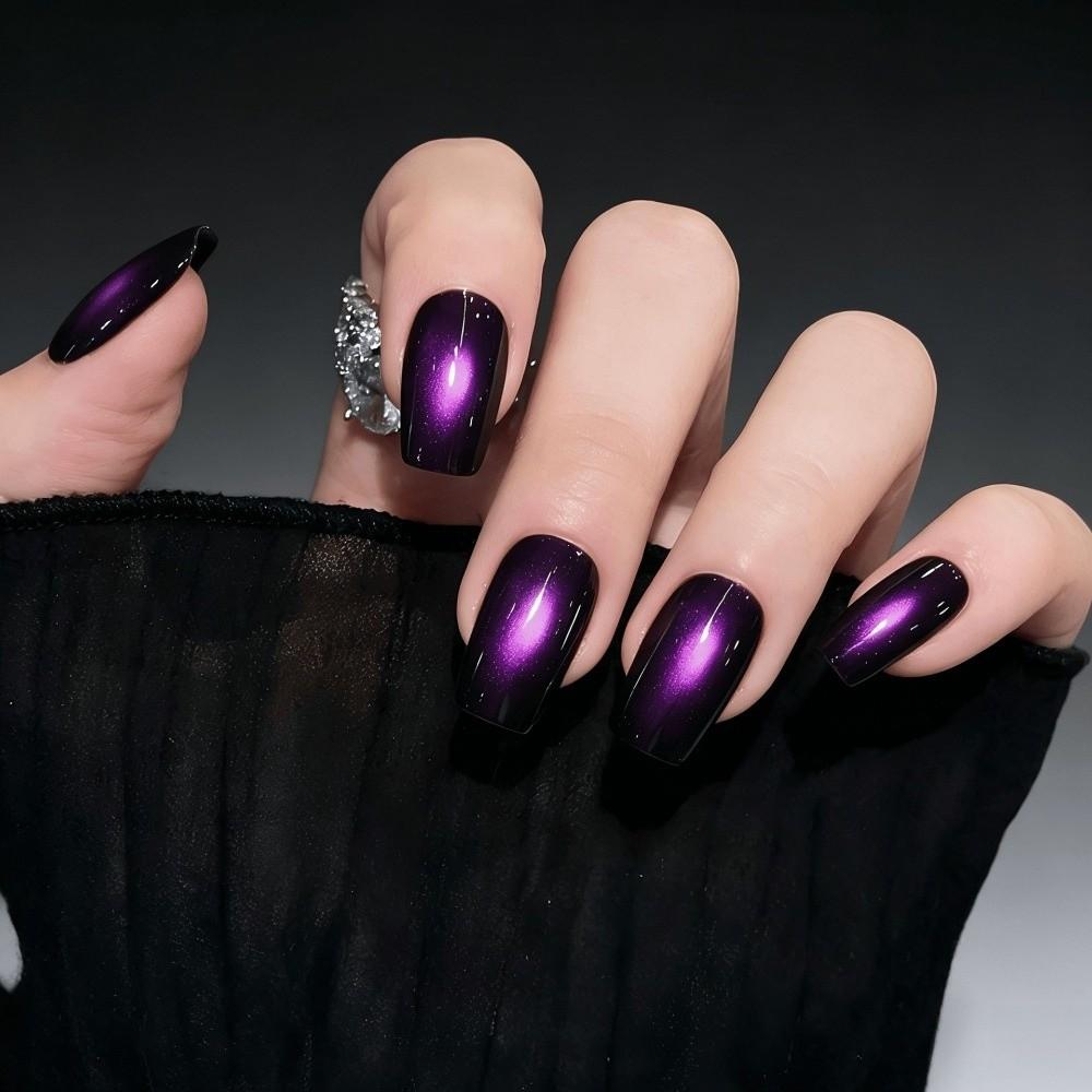144Pcs Glossy Finish Press On Nails Medium Oval Fake Fingertips Full Cover Nails for Xmas
