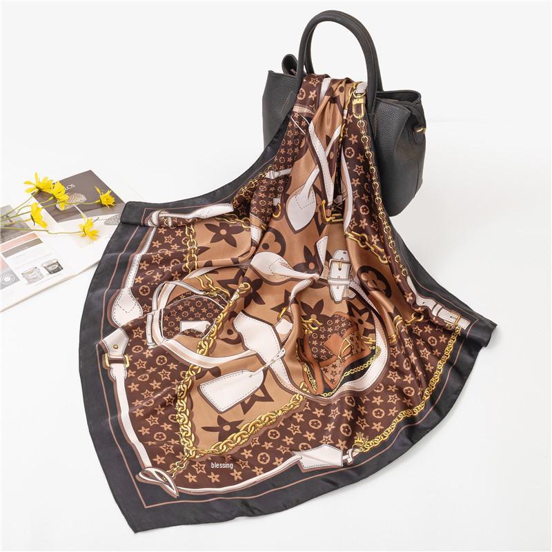 Women's Versatile Silk-Like Satin Scarf, Large Square Shawl for Spring & Autumn