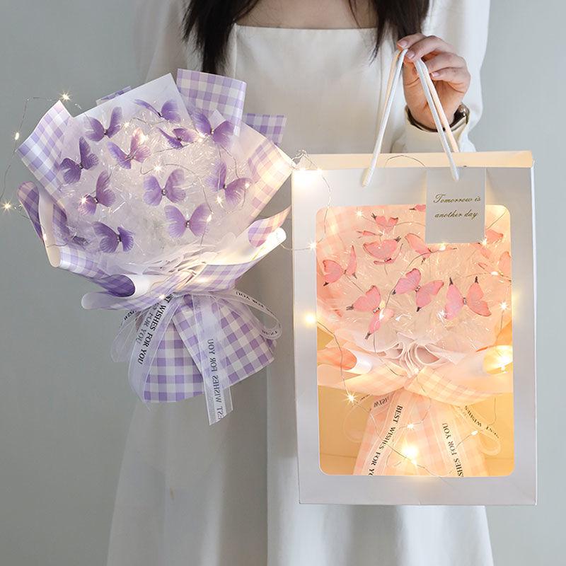 Valentine's Butterfly Bouquet DIY Kit: Handmade Flower Set for Girlfriend, Best Friend, Teacher Birthday Gift