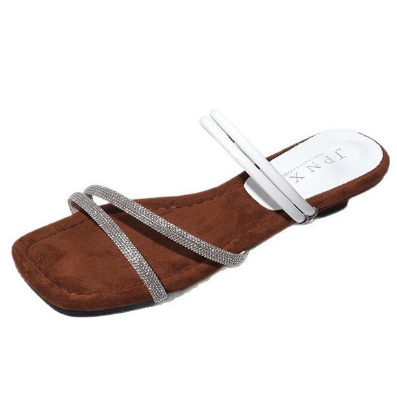 Retro Zwei-Wege Pantoletten mit dickem Absatz Damen Sommerbekleidung neue vielseitige silberne schöne Sandalen