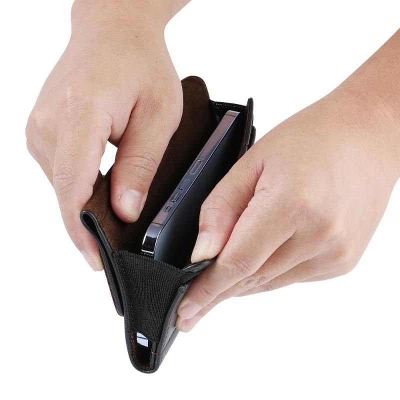 Men's Multifunctional Waist Bag Horizontal Flip Cover Leather Belt Mobile Waist Bag Lnsert Card Hanging Waist Magnetic Suction Phone Case Coin Purse