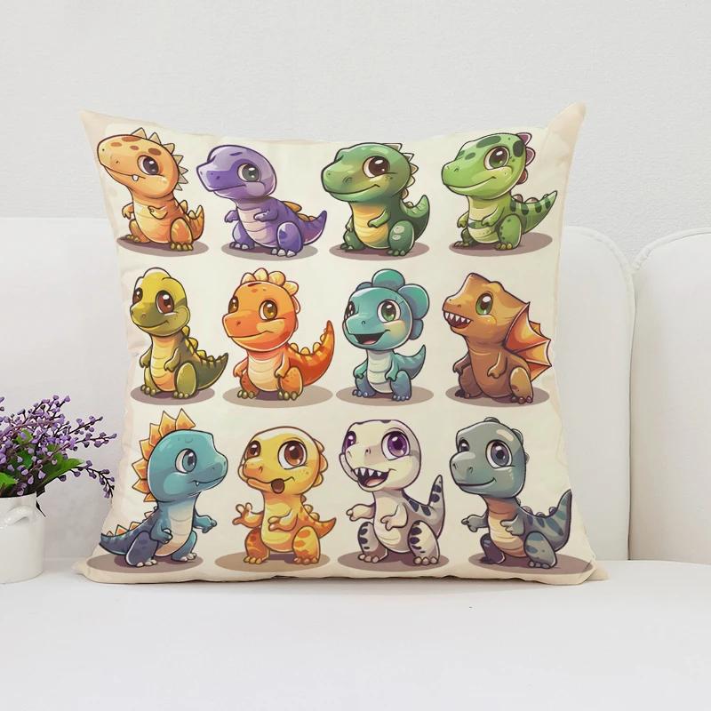40x40 Cushion Cover Dinosaur Land Pillow Cover Sofa Decoration Children's Room Decorative Pillow Cover Kids Exquisite Gift
