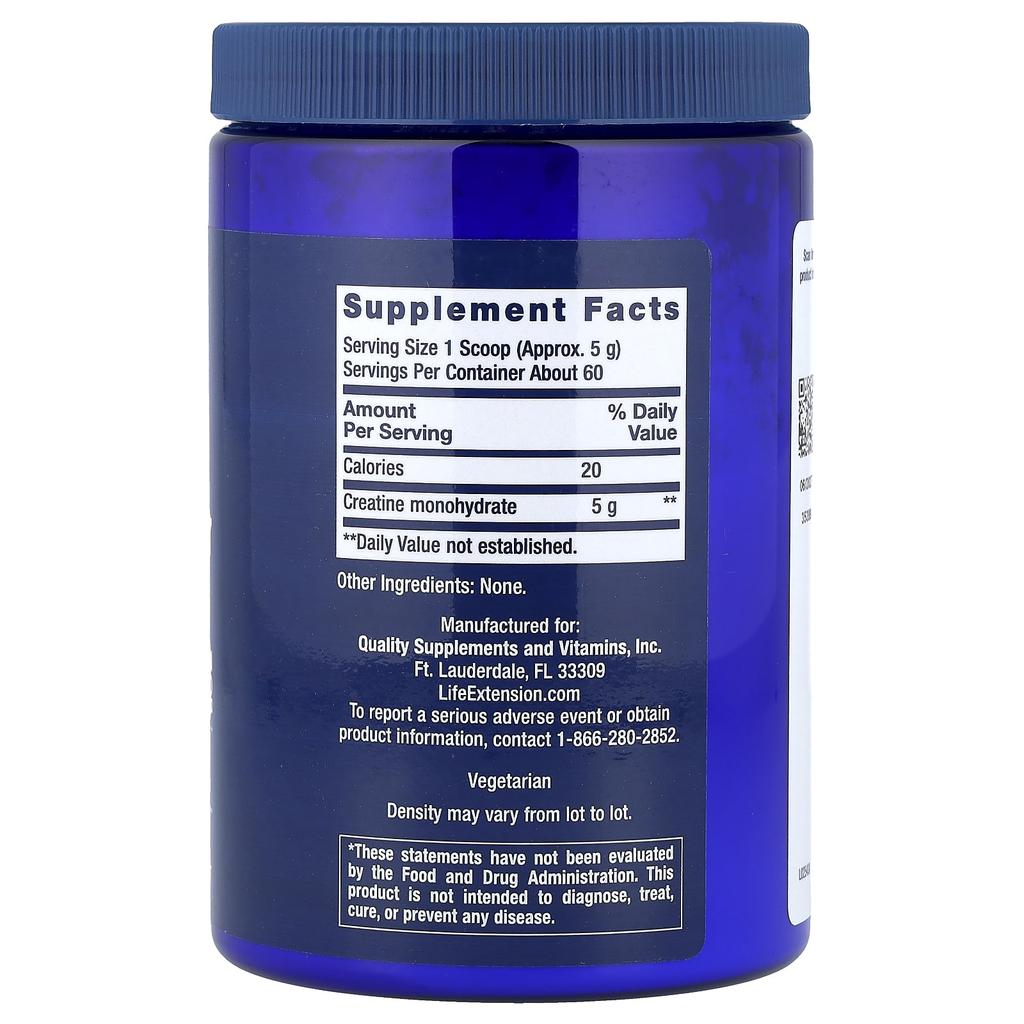 Life Extension Creatine Powder, 300g (0.66lb)