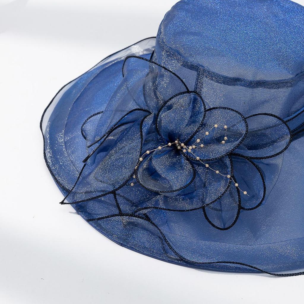 Eugen Mesh Flower Hat Summer Fashion Sun Protection and Shading Large Eave Hat Retro Elegant Women's Hat