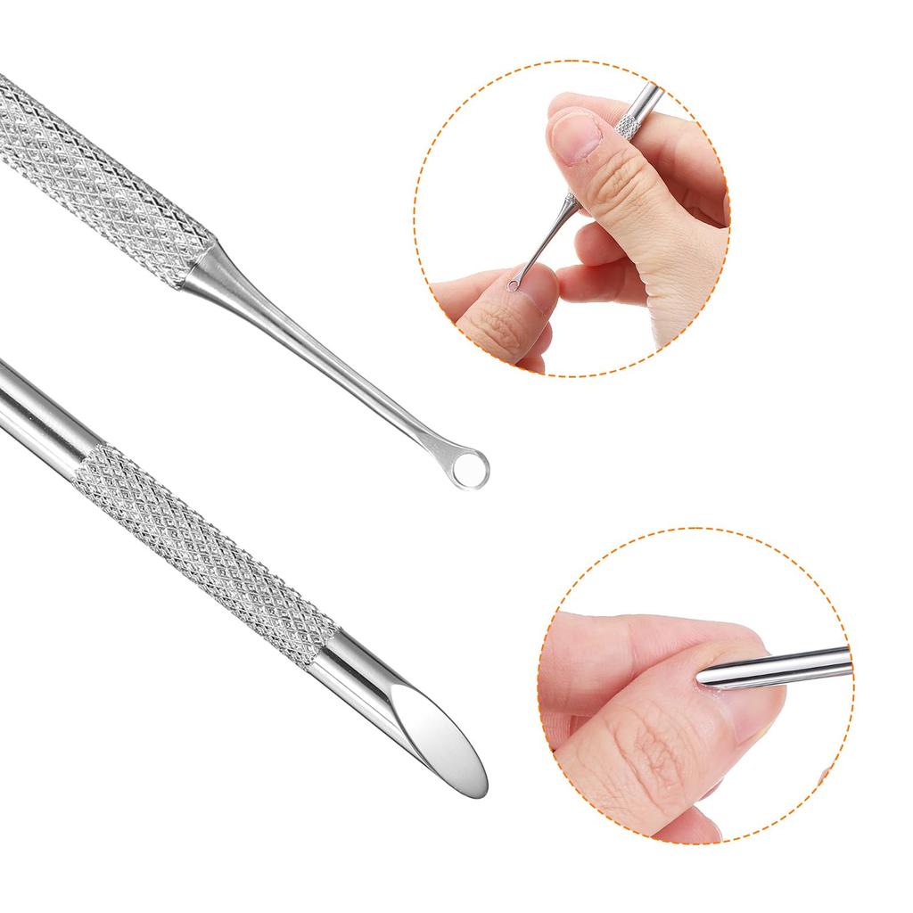 Uxcell Nagelhautschieber Metall Nagelhautschieber Entferner Werkzeug mit Schleifpapier für und Nagelkunst 2-teiliges Set, beidseitig 100/180 Körnung, Maniküre,