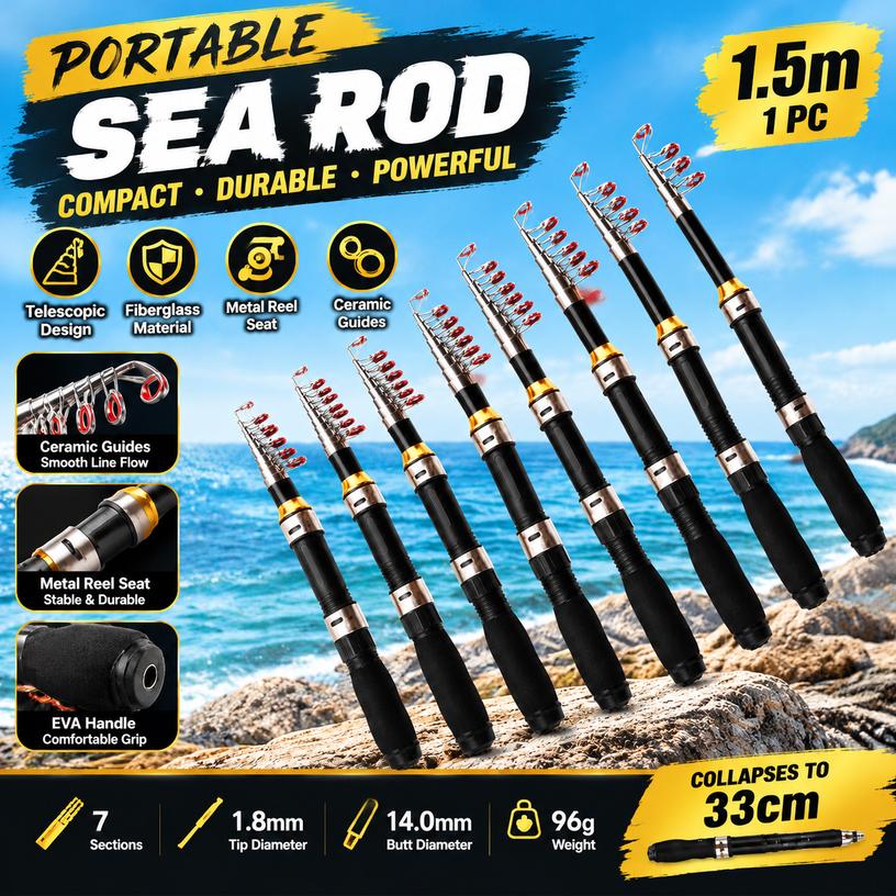 Portable Fiberglass Sea Rod Hard Action Telescopic