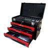 508 Mm (20 Inch) Steel Tool Box, 3 Drawers, Metal Latches, Carrying Handle, Black-Red