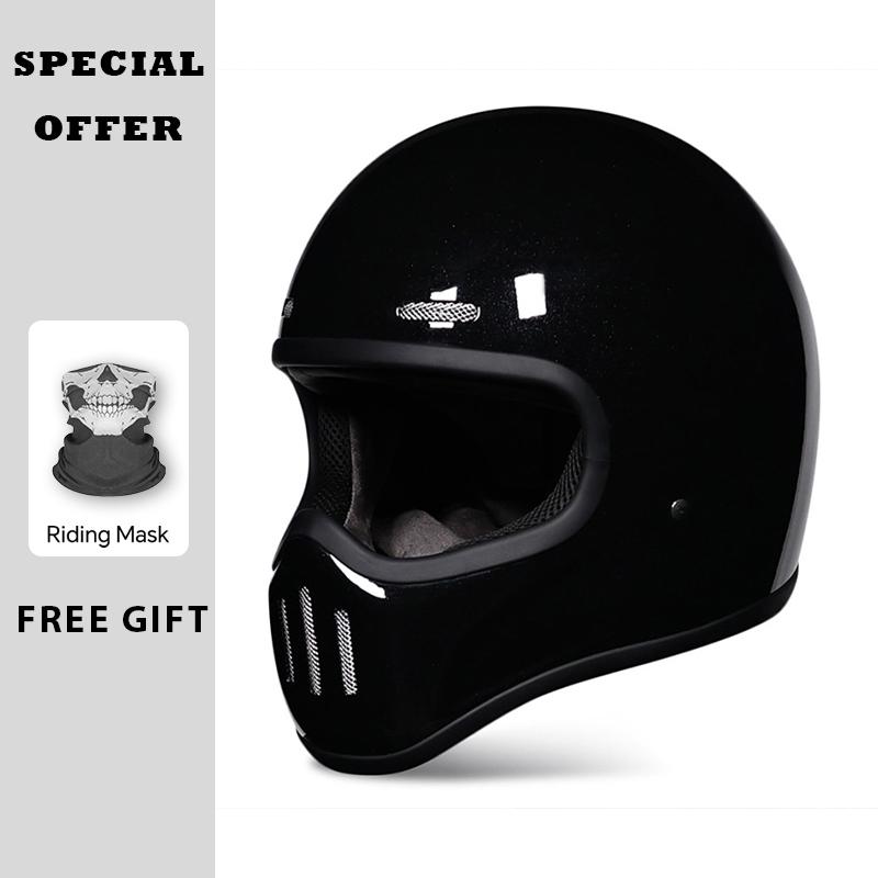 TT&COCASCOS Retro Fiberglass Full Face Helmets for Motorcycle Cafe Racer Moto Scooter Racing Fiber Glass Helmet Japanese Style