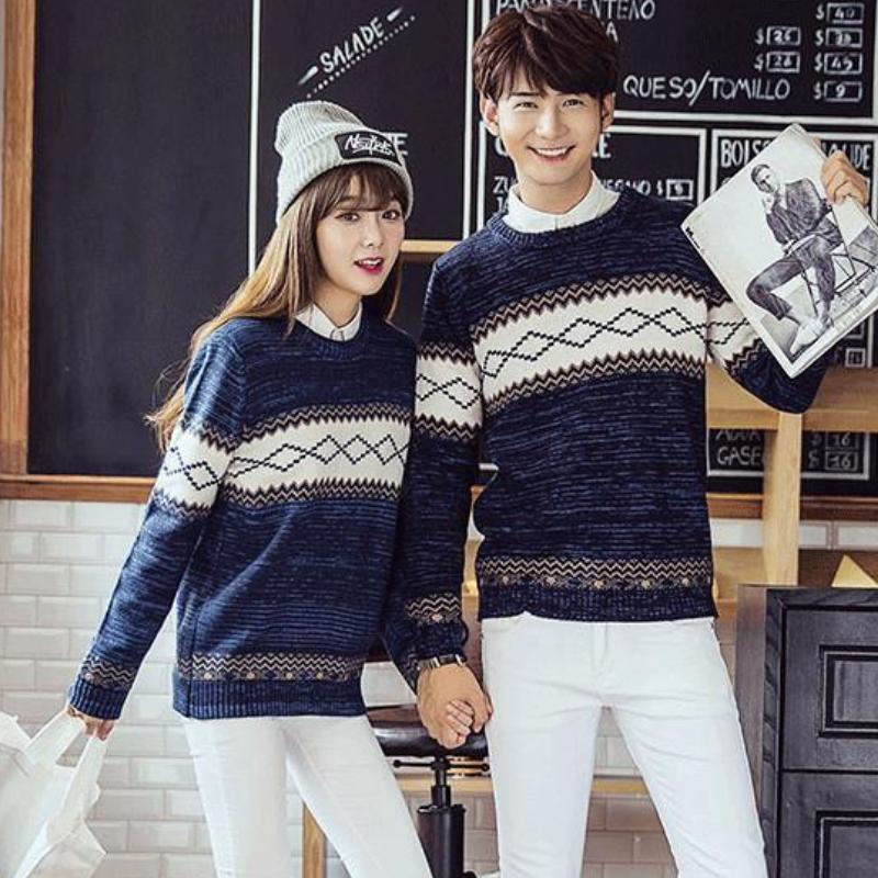Autumn Winter Trendy Style Sweater for Men Handsome with Round Neckline Slim Fit Pulloverwomen Couple Sweater
