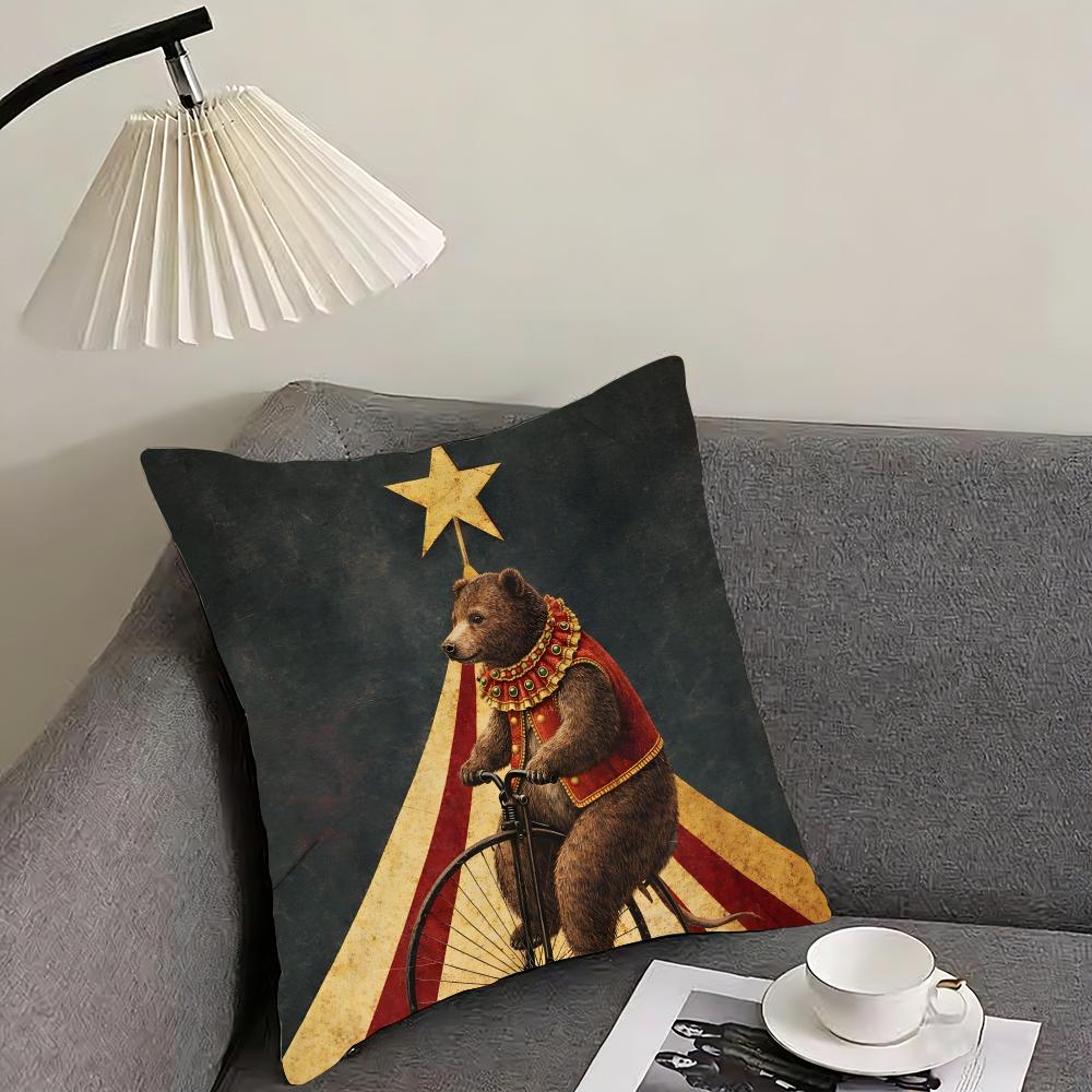 Carnival Circus Fashion Cushion Cover Pillowcase Ultra Soft Skin Friendly Fabric Cloud Like Comfort Concealed Zipper