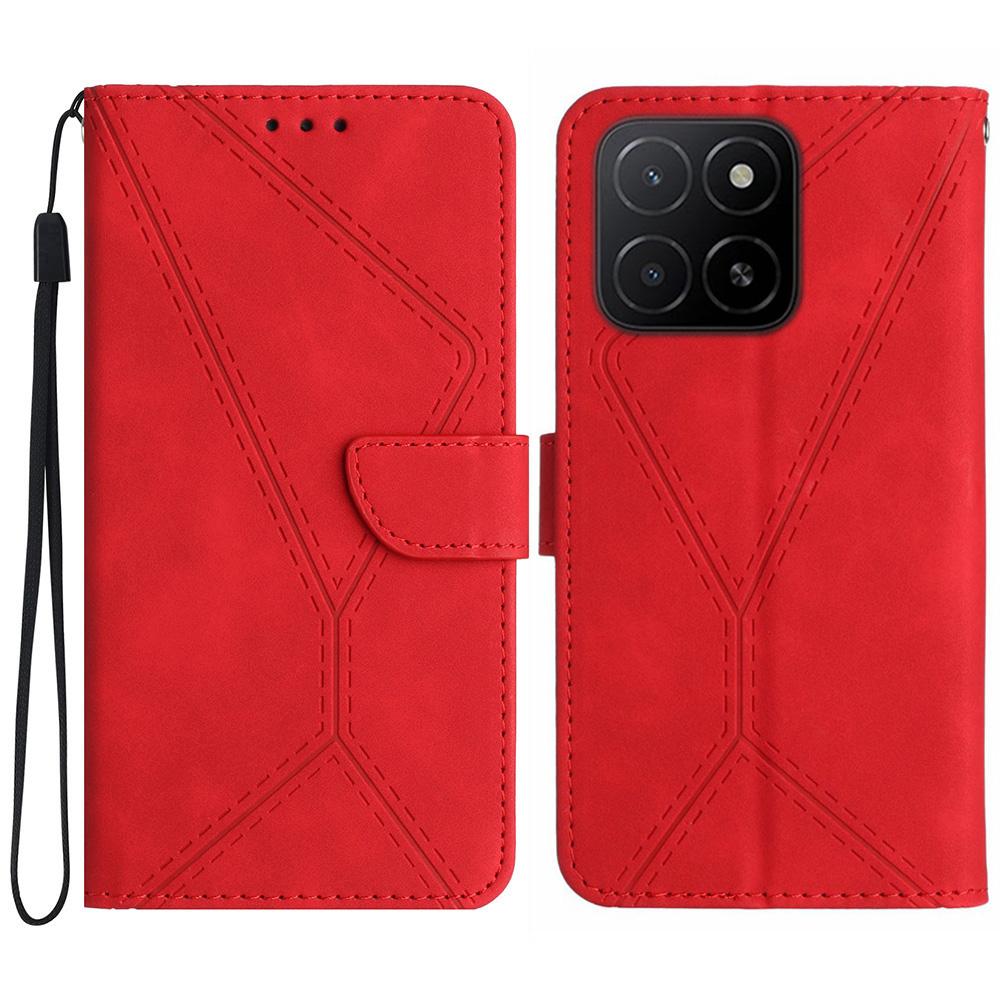 For Honor X8c 4G Case Skin Touch Lines Imprinted PU Leather Flip Phone Cover