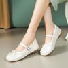 Fashion Inner Height Increase Silver Mary Jane Pumps Women's Summer Flats 2025 New Ballet Shoes with Skirt Small Leather Shoes for Women