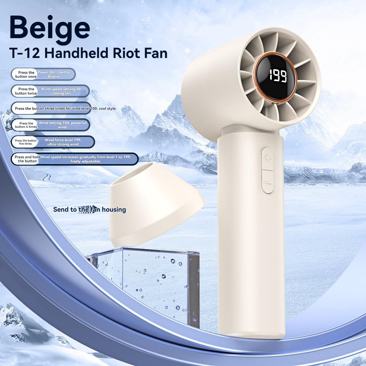 Portable Handheld Fan With Led Display Refrigeration Office Desktop Gifts, Usb Rechargeable Battery Outdoor Fan