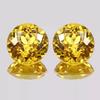 Natural Ceylon Round Cut 20 Ct Yellow Sapphire Certified Loose Gemstone Pair