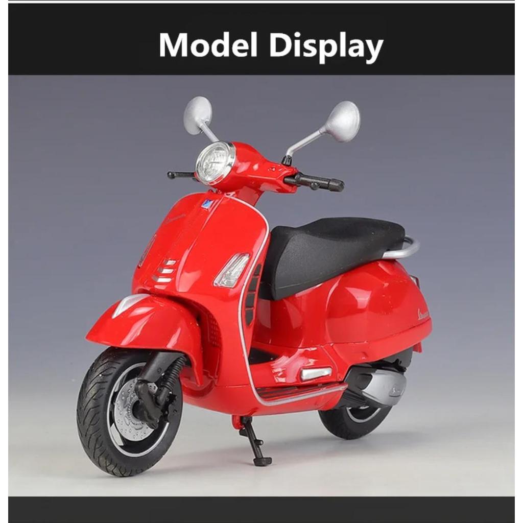 Welly 1/12 2020 Vespa GTS Super Alloy Volnočasový Motocykl Model Kovový Street Road Motocykly Model Simulace Dětská Hračka Dárek