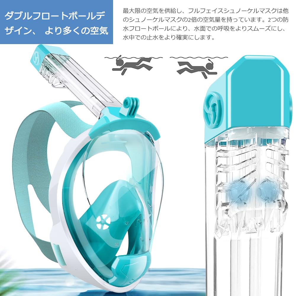 HEARTST Full Face Snorkel Mask, 180° Ultra Wide Angle Double