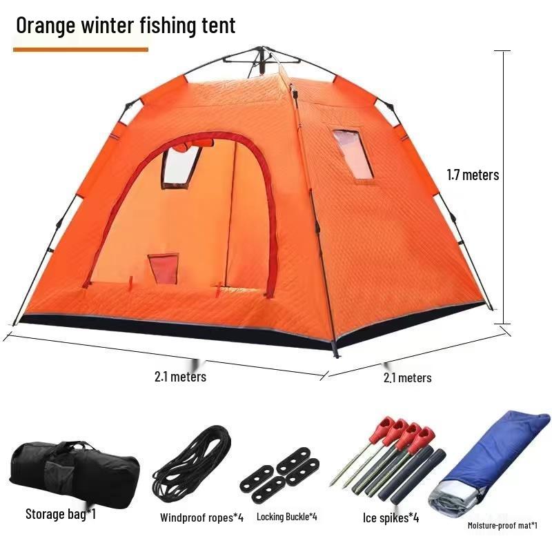 Instant Open Fully Automatic Winter Fishing Tent - No Assembly Needed, Thickened for Warmth and Cold Protection, Ideal for Camping and Ice Fishing.