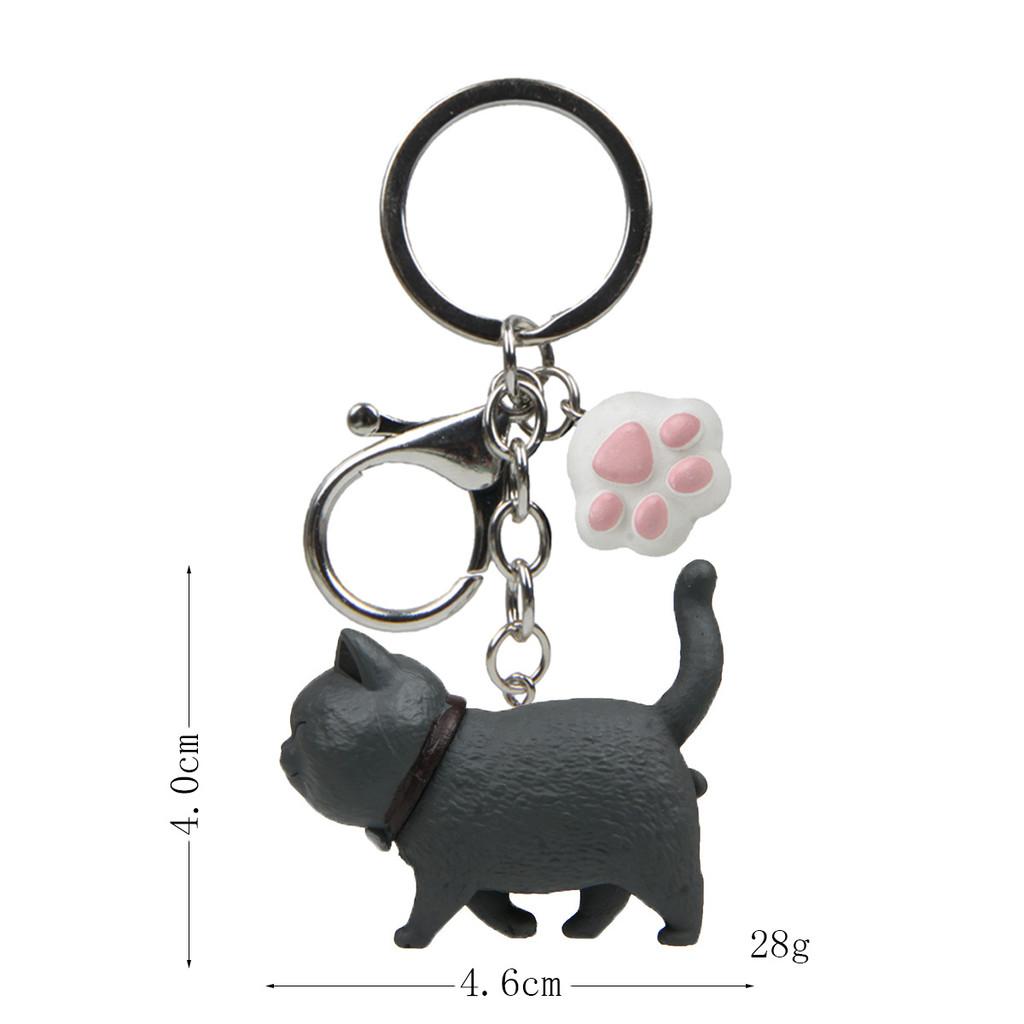 Cute Cartoon Orange Black Gray White Cat And Paw Pendant Keychain Gift For