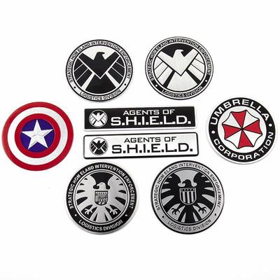 מדבקות לוגו מתכת לרכב: S.H.I.E.L.D., עיצובים של נשר, נמר, אריה - קישוט אלומיניום לגופי רכב