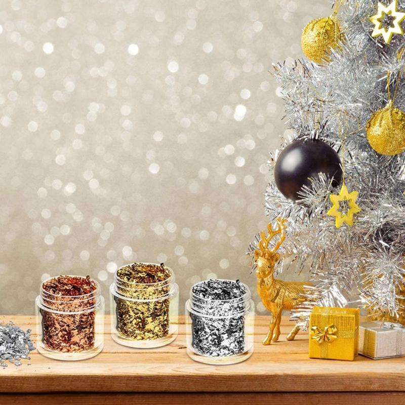 3 Colors Gold Foil Flakes for Resin Imitation Gold Foil Flakes for Nails Painting Crafts Slime and Resin Jewelry Making