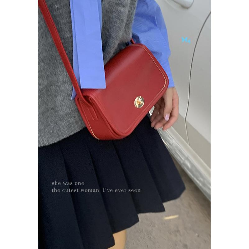 Versatile Simple Small Bag Women's 2025 New Autumn Fashion Red Small Square Bag Women's Casual One-shoulder Crossbody Bag