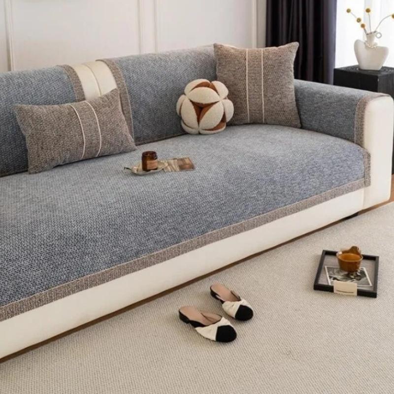 All-Season Anti-Slip Sofa Cushion Simple Leather Sofa Cover Cloth Towel Home Decorative Modern Luxury Living Room Couch Slipcover