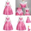 Enchanting Pink Sleeping Beauty Aurora Gown Costume For Women With Puff Sleeves