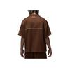 Jordan FW24 Bordado de Letras Logotipo de Marca Cuello de Punta Botones Camisa de Manga Corta para Hombre Marrón HM5040-259
