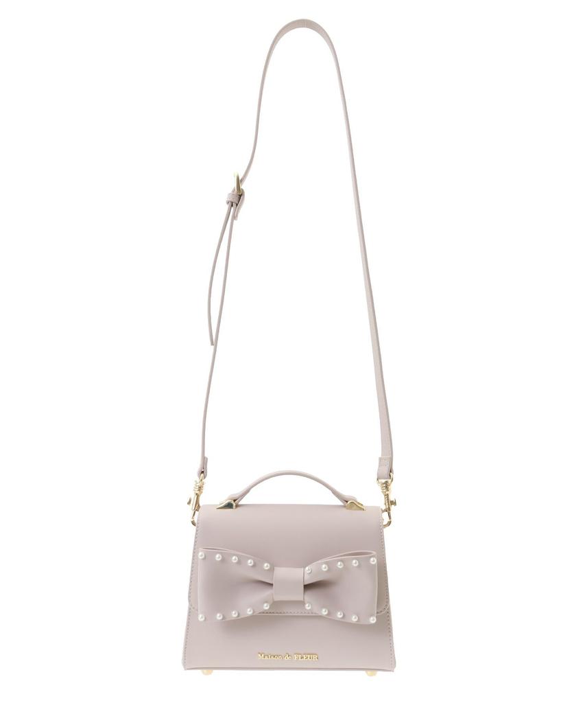 Maison de Fleur Damen-Handtasche mit Perlenband, Schwarz