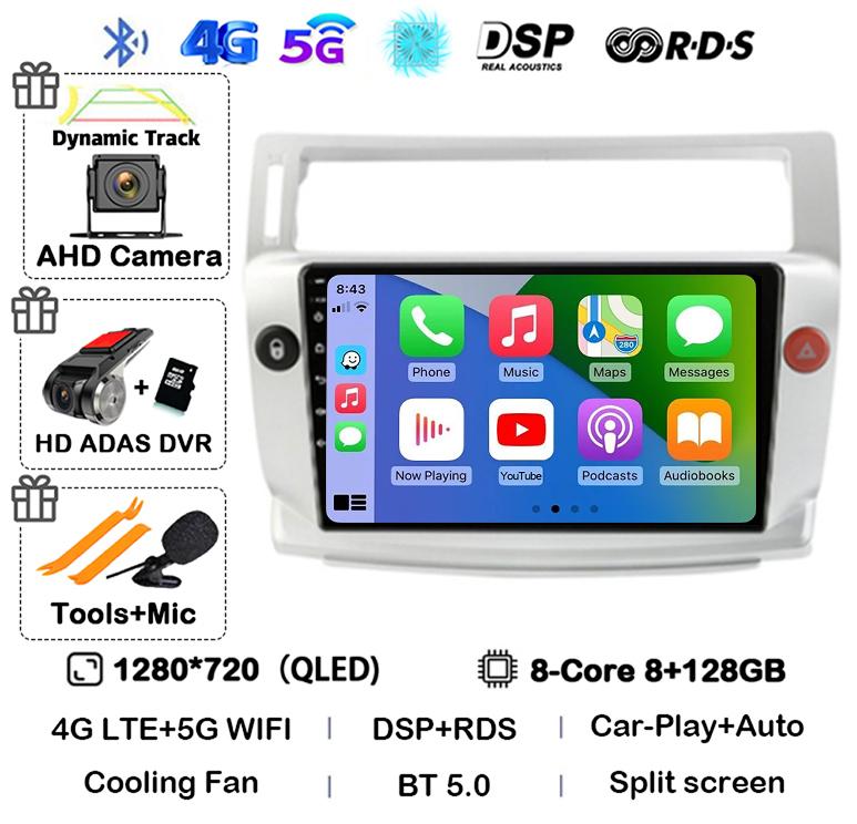 Android 14 Carplay Auto For Citroen C4 C-Triomphe Quatre 2004-2014 Car Radio Multimedia Video Player Head Unit Stereo 360 Camera