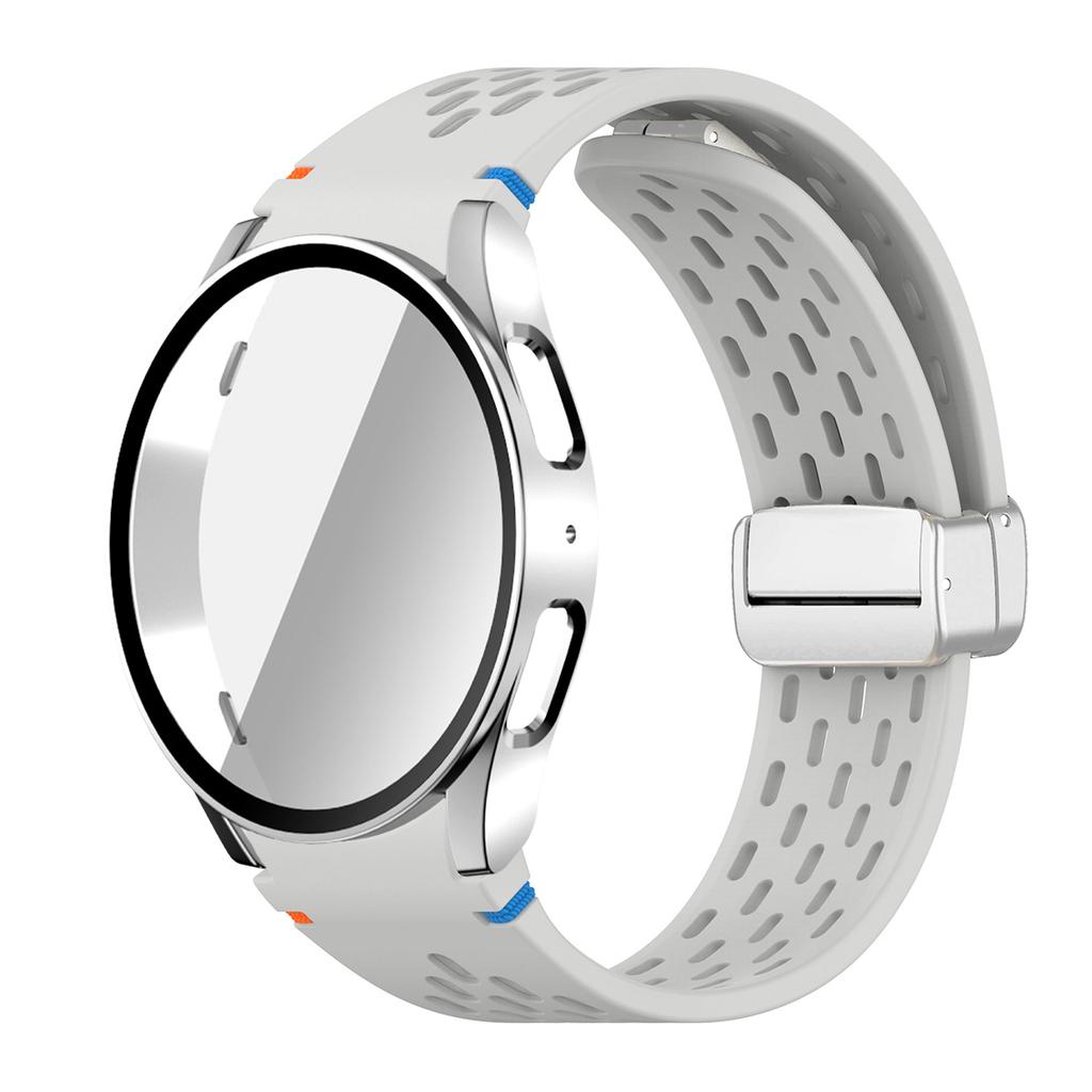 Case+Strap for Samsung Galaxy Watch 7 6 5 4 40/44mm Silicone Magnetic Band Tempered Glass Screen Film PC Protector Cover Bumper