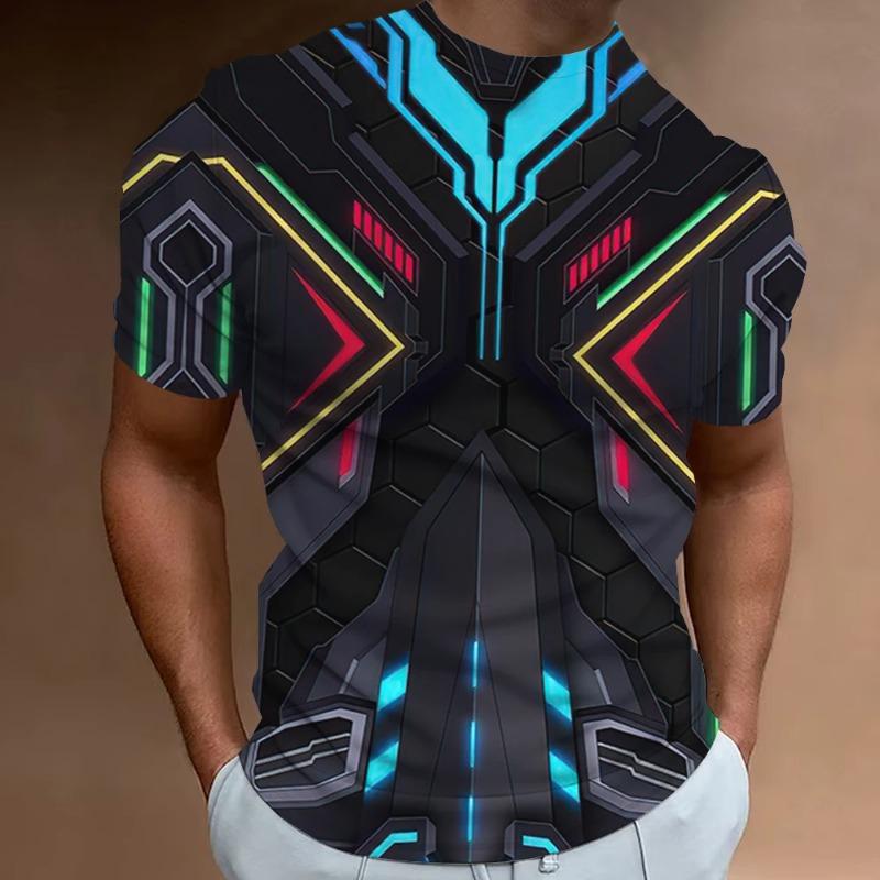 Fashion T-Shirts For Men 3d Line Printed Mens Clothing Street Designer Short Sleeved Oversized Top Tees Daily Casual Sportswear