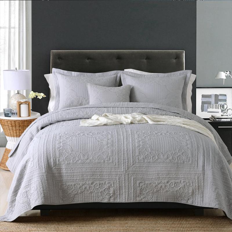 Rungrape Solid Quilted Cotton Bedspread On The Bed Double Queen King Size Bed Cover Quilts Bed Linen Summer Bed Spread Clothes