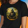 Women's Gorilla Meditation Motif Cotton T-Shirt Size S To 3XL-