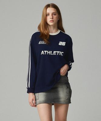 KITTY POTTERY Sporty Line Color Block Long Sleeve Tee Navy