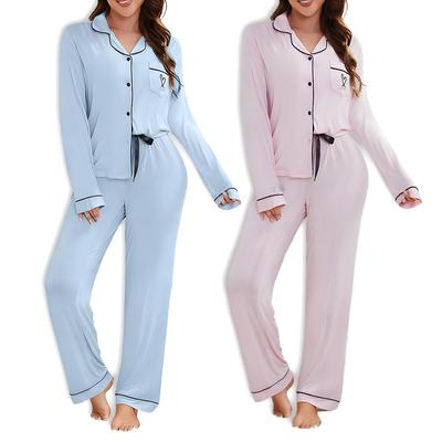 Set Pigiama da Donna Europeo & Americano in Modal - Autunno/Inverno, Cardigan a Manica Lunga & Pantaloni