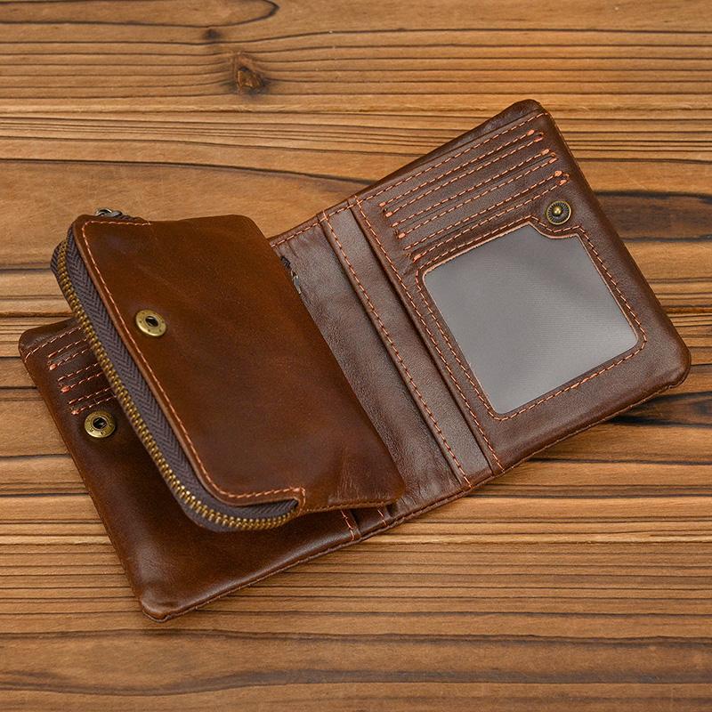 Vintage Male Purse Genuine Leather Cowskin Short Wallet For Men Retro Fashion Business Wallet Mans Card Holder Coin Wallets