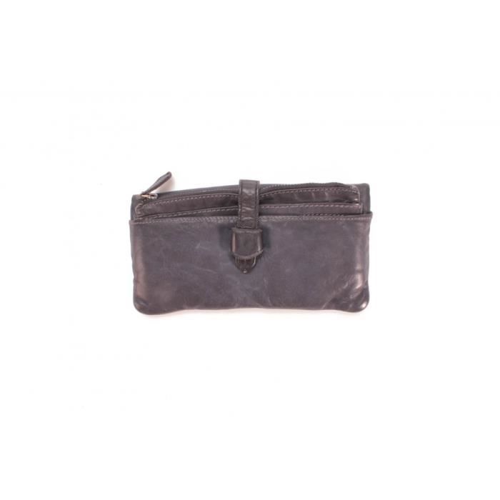 Leather Wallet - LE TEMPS DES CERISES - Sana PM1 Black - 14 Slots - 3 Compartments - Zipped