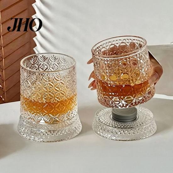 Verre à Whisky Rotatif Cadeau pour Papa, Tournant avec Lumière LED, 260ml Gravé Cadeau pour Amateur de Vin Papa Tumbler, Cadeau Fête des Pères, Compatible avec Glaçons